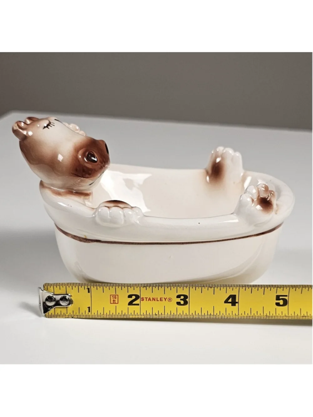 Vintage 1976 Seymour Mann Ceramic Hippo in Bathtub Soap Dish Sponge Holder